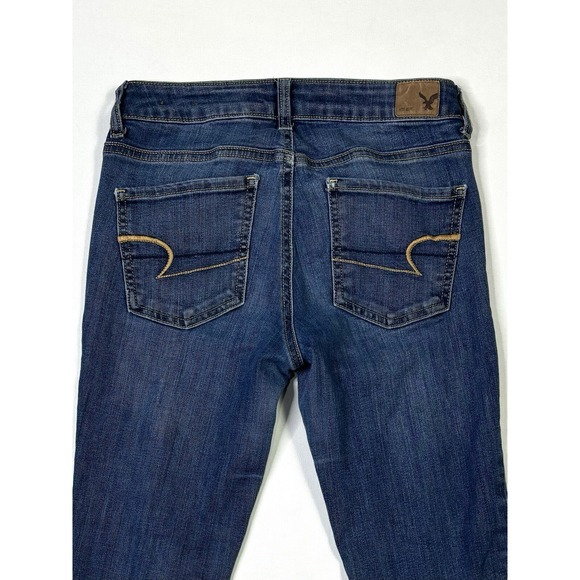 American Eagle Jeans Women's 4 Regular Jegging Stretch Denim Blue Distressed - Picture 14 of 15